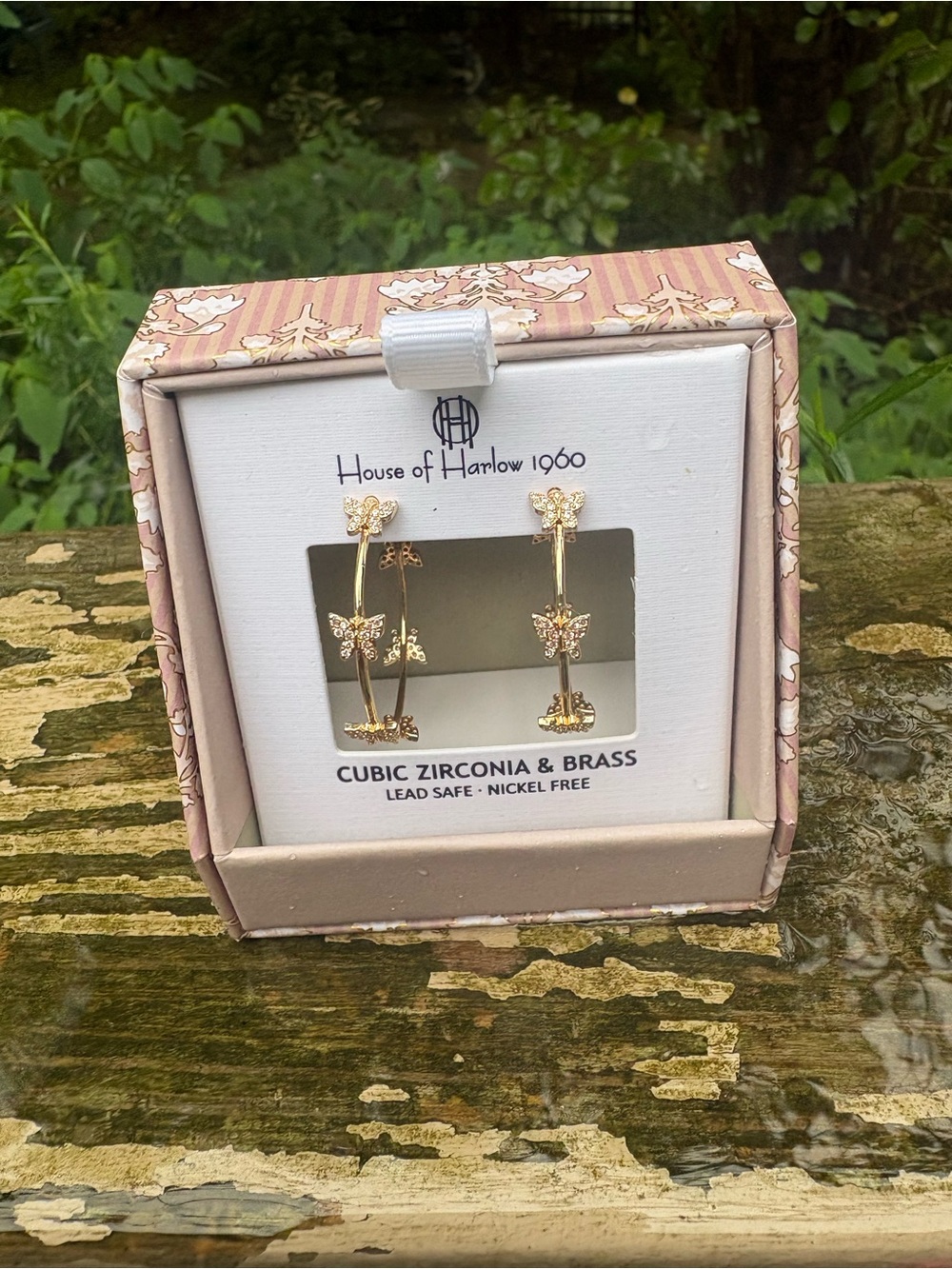 HOUSE OF HARLOW 1960 Gold Butterfly Hoop Earrings
